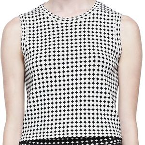 Theory black and white dot-print Knit tank top